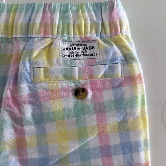Janie and Jack Gingham Poplin Pull-On Short in White Gingham Size 12/18 Months - Picture 7 of 8